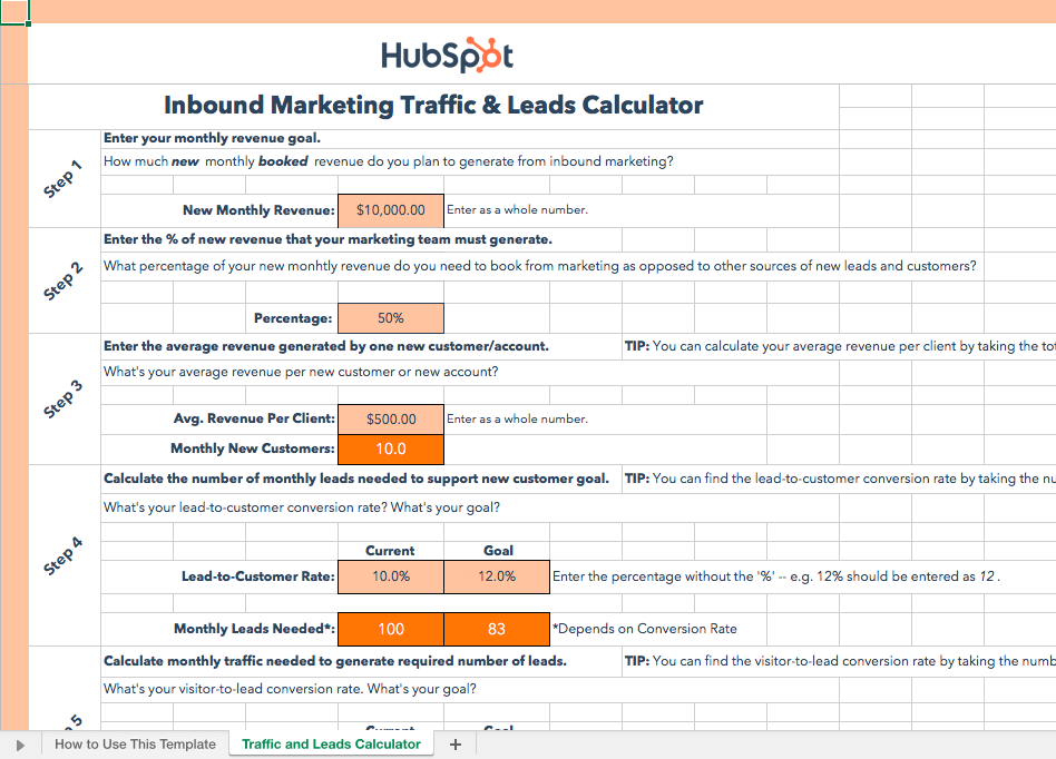 Inbound Marketing Traffic and Leads Calculator